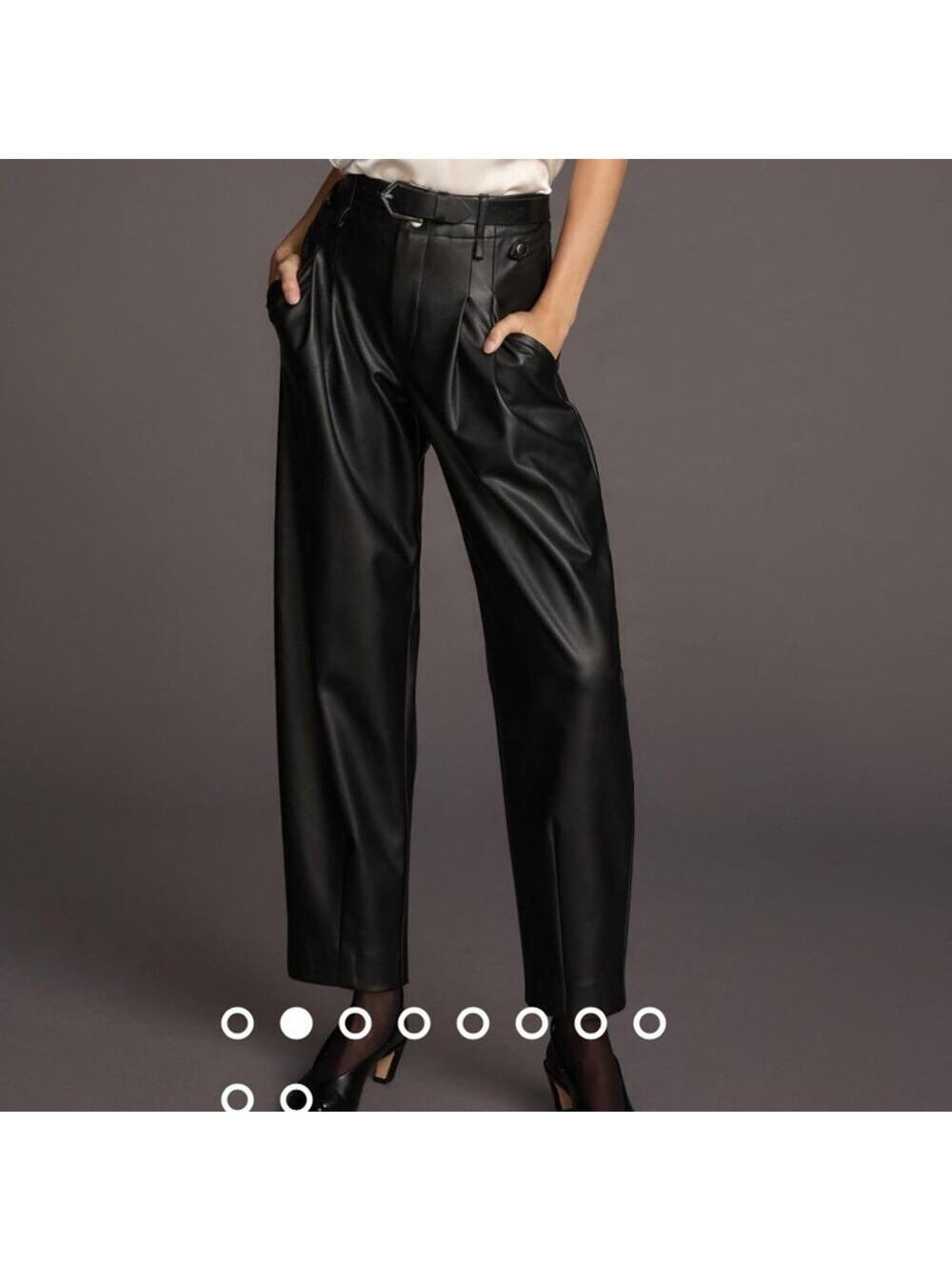 NEW Anthropologie Maeve black vegan leather taper pleated pants